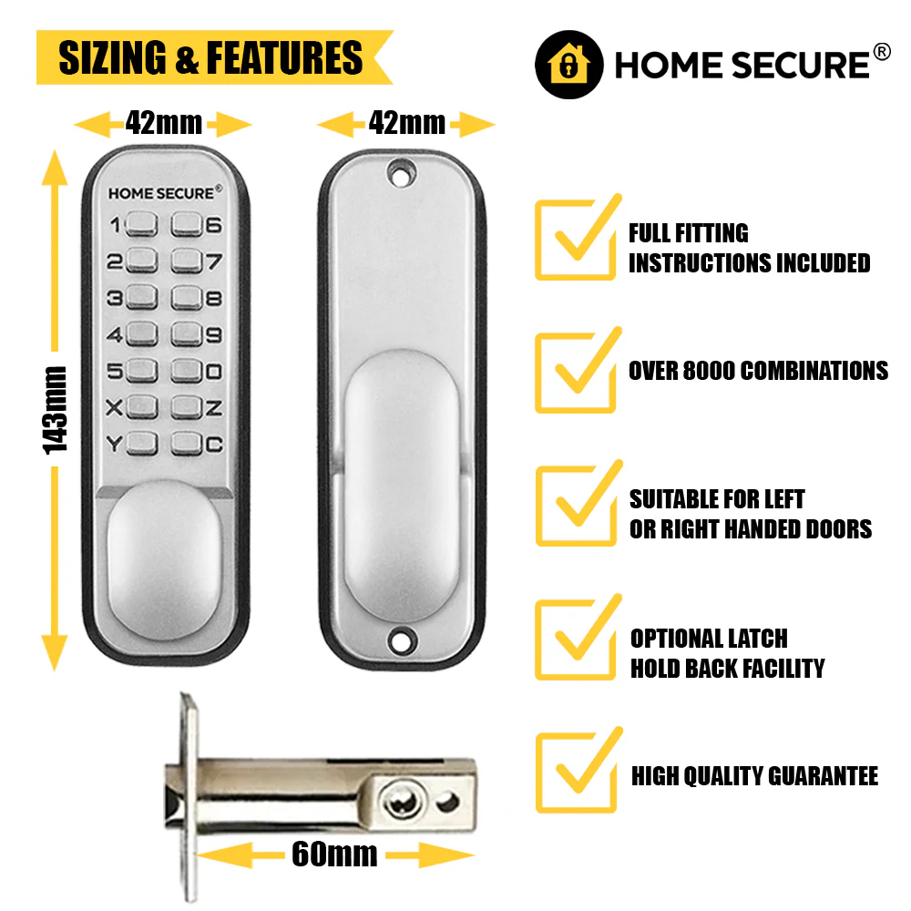 Keypad Door Lock | Home Secure™ Digital Push Button Lock – Mechanical Keyless Entry – No Battery Required - Image 4