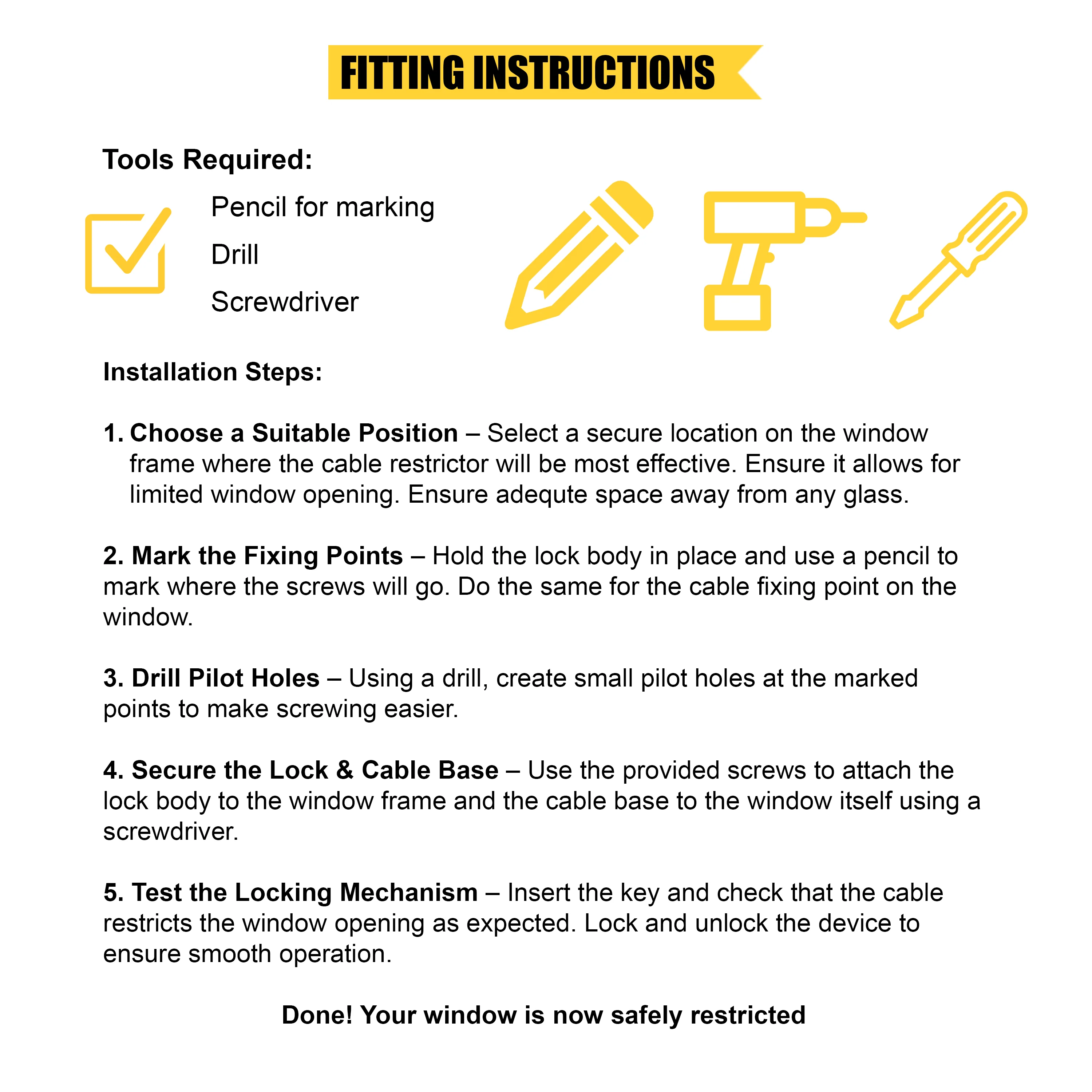 Window Cable Restrictor Lock | Home Secure™ Key-Operated Window Security - Image 6