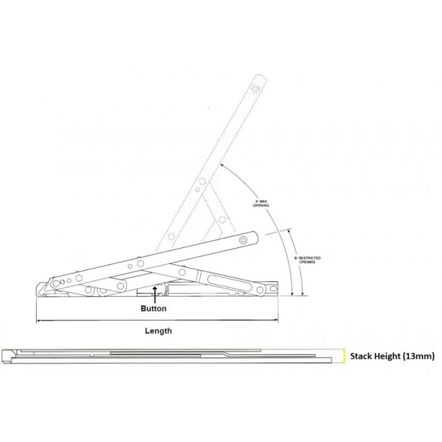 Security Restricted Window Hinges Friction Stay Top Hung - 24 Inch – Replacement uPVC Window Hinge - Image 3